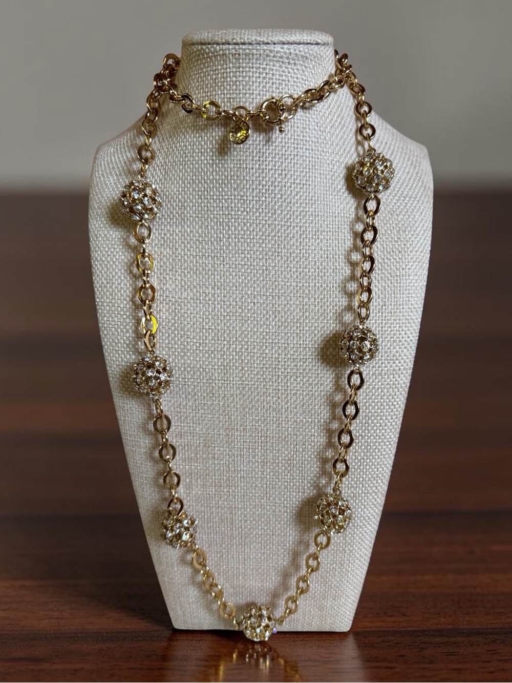 J. Crew Gold Crystal Station Long Necklace